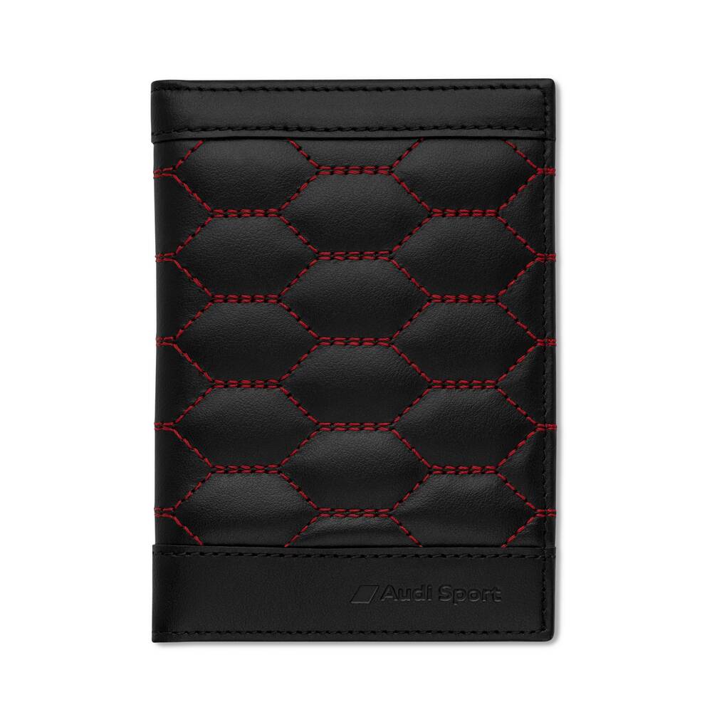 Audi Sport Fahrzeugscheinhülle Leder, schwarz-rot